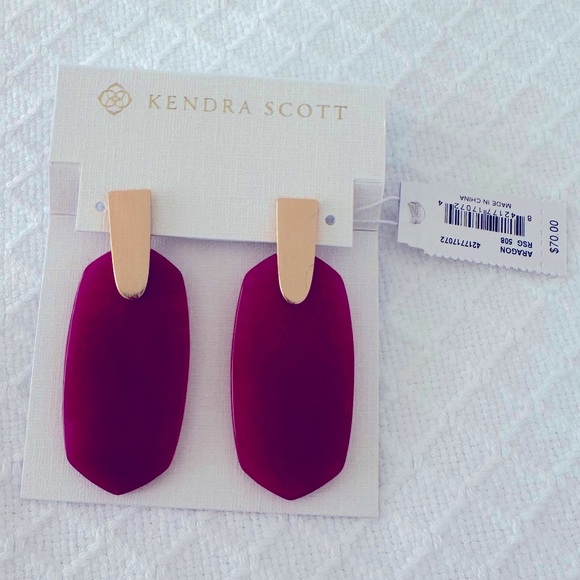 NWT Kendra Scott Purple Gold Drop earrings in Berry - Picture 2 of 4